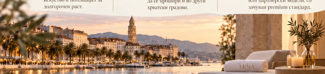 Концептуален приказ на набережната во Сплит при зајдисонце