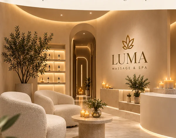 Визуелна концепт насока за приемен lounge простор Luma